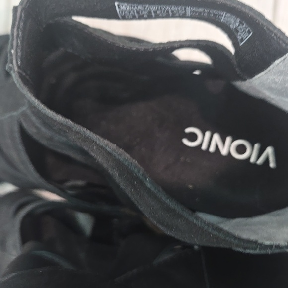 Vionic Women Harlow Black Suede Ankle Boots Open Toe Strappy Shoes Sz 10 - Picture 6 of 11